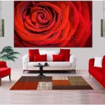 Beautiful Red Large Rose Picture Print On Framed Canvas Wall Art Home Decoration