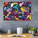 Children of The World Romeo Britto Picture Paint Picture Reproduction Print On Framed Canvas Wall Art Home Decoration