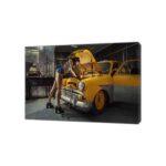 Sexy Garage Girl Picture Print Framed Canvas Wall Art Decoration