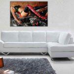 Sexy Girl On Motorbike Picture Print Framed Canvas Wall Art Decoration