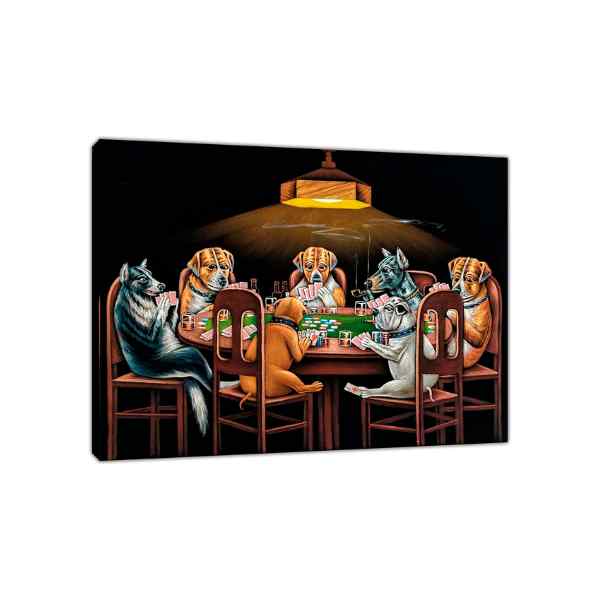 Dogs Playing Poker Picture Print ON Framed Canvas Wall Art Home Decoration