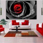 Large RED Black Rose Picture Print On Framed Canvas Wall Art Home Decoration