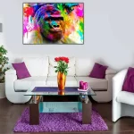 Monkey Gorilla Abstract Colorful Paint Picture Print Framed Canvas Wall Art