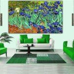 VAN GOGH IRISES OIL PAINT REPRINT ON FRAMED CANVAS PICTURE WALL ART DECORATION