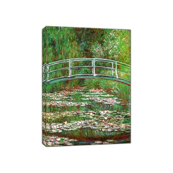 Water Lily and Bridge Oil Paint by Claude Monet Re Print On Framed Canvas Art