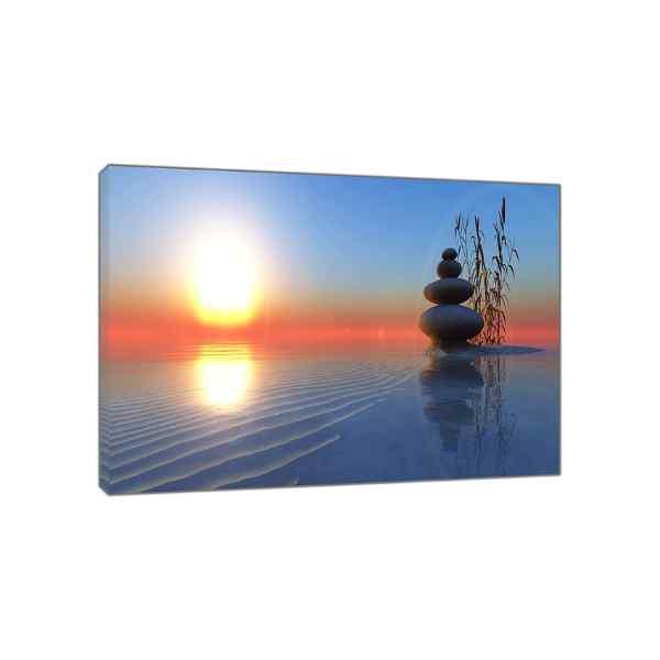 Yoga Balancing Stones on Water Picture Print Framed Canvas Wall Art Decoration