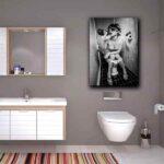 Girl in Toilet Drinking Picture Print On Framed Canvas Wall Art Home Decoration