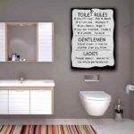 Toilet Rules BW Home Bathroom Wall Art Picture Print On Framed Canvas